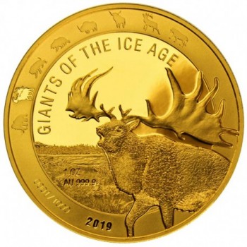 Münze: Giganten der Eiszeit Riesenhirsch 2019 mit Zertifikat und Etui