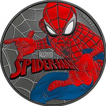 Münze: Spiderman blau-rot & Black Ruthenium mit Zertifikat und Etui