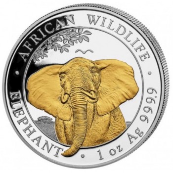 Münze: Somalia Elefant 2021 teilvergoldet
