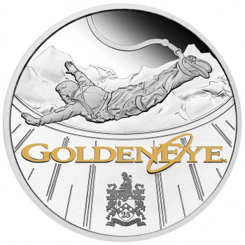 Münze: James Bond 007 2020 "GOLDEN EYE" teilvergoldet mit Zertifikat und Etui